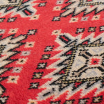 手織りパキスタン絨毯 ラホール産 ウール 30x60cm ランナー 細長 赤 レッド 