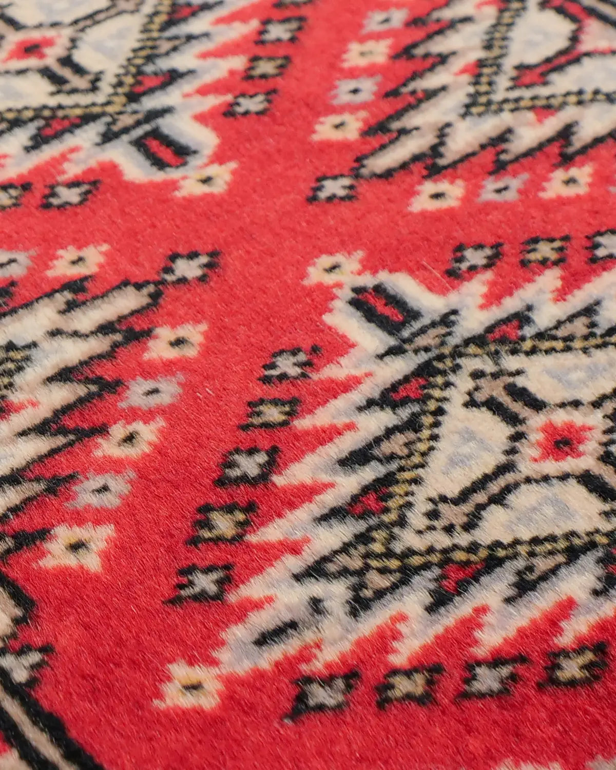 手織りパキスタン絨毯 ラホール産 ウール 30x60cm ランナー 細長 赤 レッド 