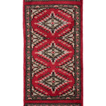 手織りパキスタン絨毯 ラホール産 ウール 30x60cm ランナー 細長 赤 レッド 