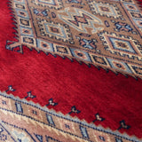 パキスタン絨毯 ラホール産 ウール 89x92cm 赤 レッド 正方形 手織り