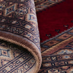 パキスタン絨毯 ラホール産 ウール 89x92cm 赤 レッド 正方形 手織り