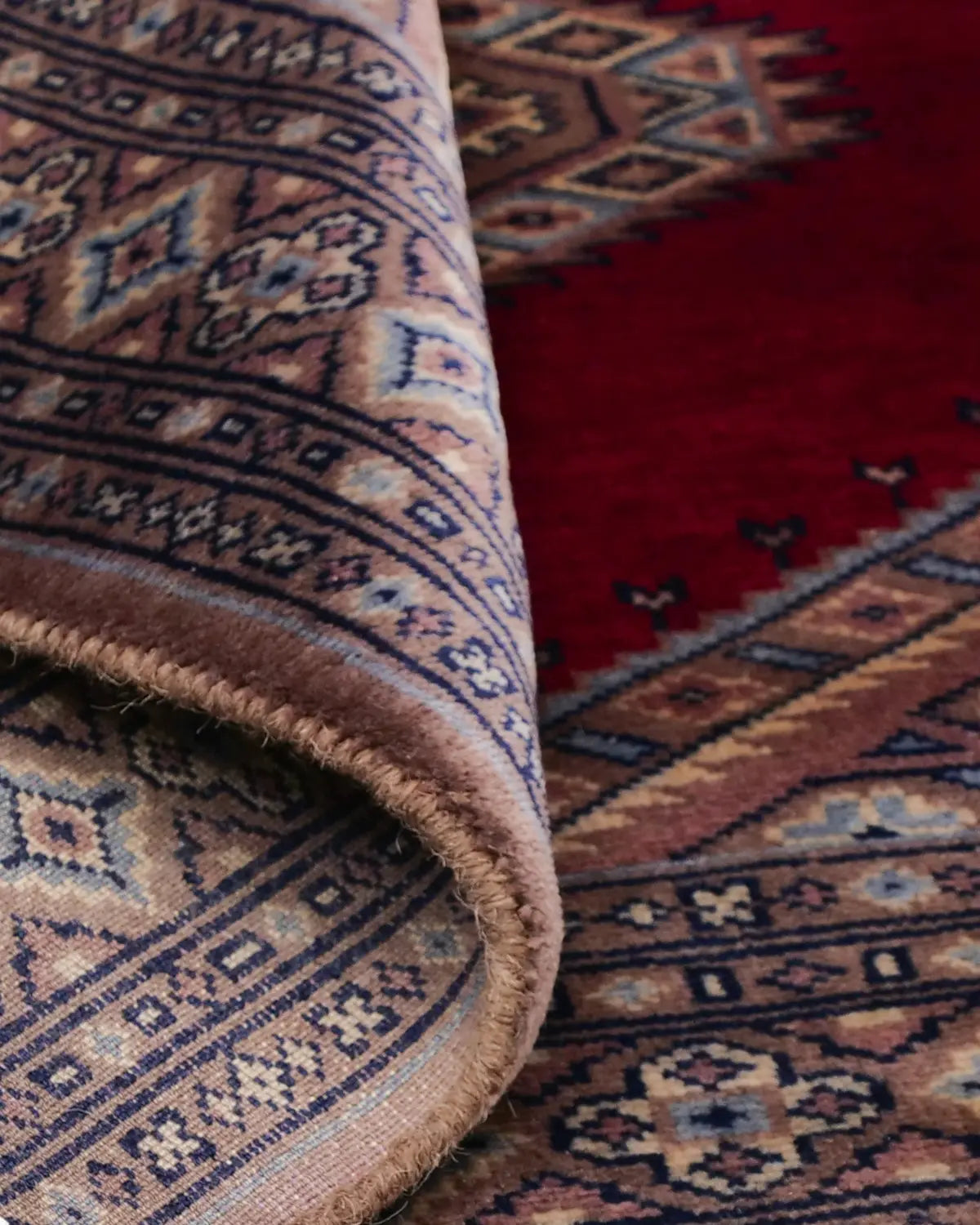 パキスタン絨毯 ラホール産 ウール 89x92cm 赤 レッド 正方形 手織り