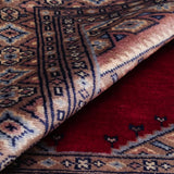 パキスタン絨毯 ラホール産 ウール 89x92cm 赤 レッド 正方形 手織り