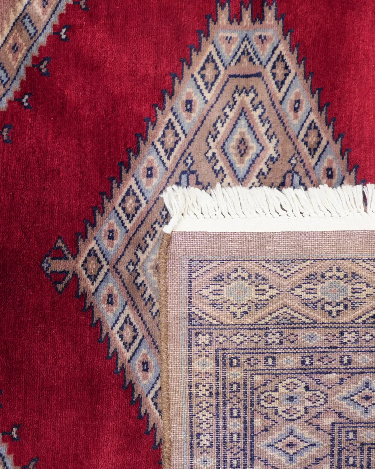 パキスタン絨毯 ラホール産 ウール 89x92cm 赤 レッド 正方形 手織り