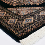 パキスタン絨毯 ラホール産 75x77cm 青 ネイビー 正方形 手織り