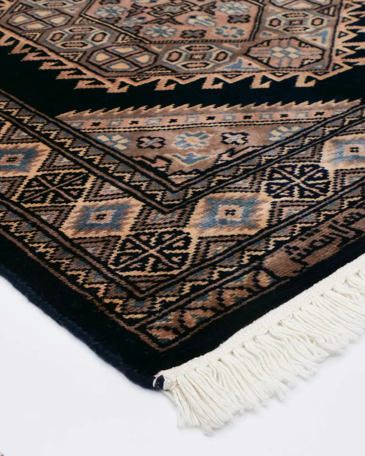 パキスタン絨毯 ラホール産 75x77cm 青 ネイビー 正方形 手織り