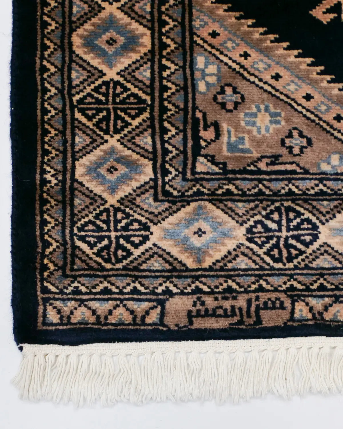 パキスタン絨毯 ラホール産 75x77cm 青 ネイビー 正方形 手織り