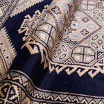 パキスタン絨毯 ラホール産 75x77cm 青 ネイビー 正方形 手織り