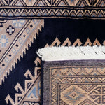 パキスタン絨毯 ラホール産 75x77cm 青 ネイビー 正方形 手織り