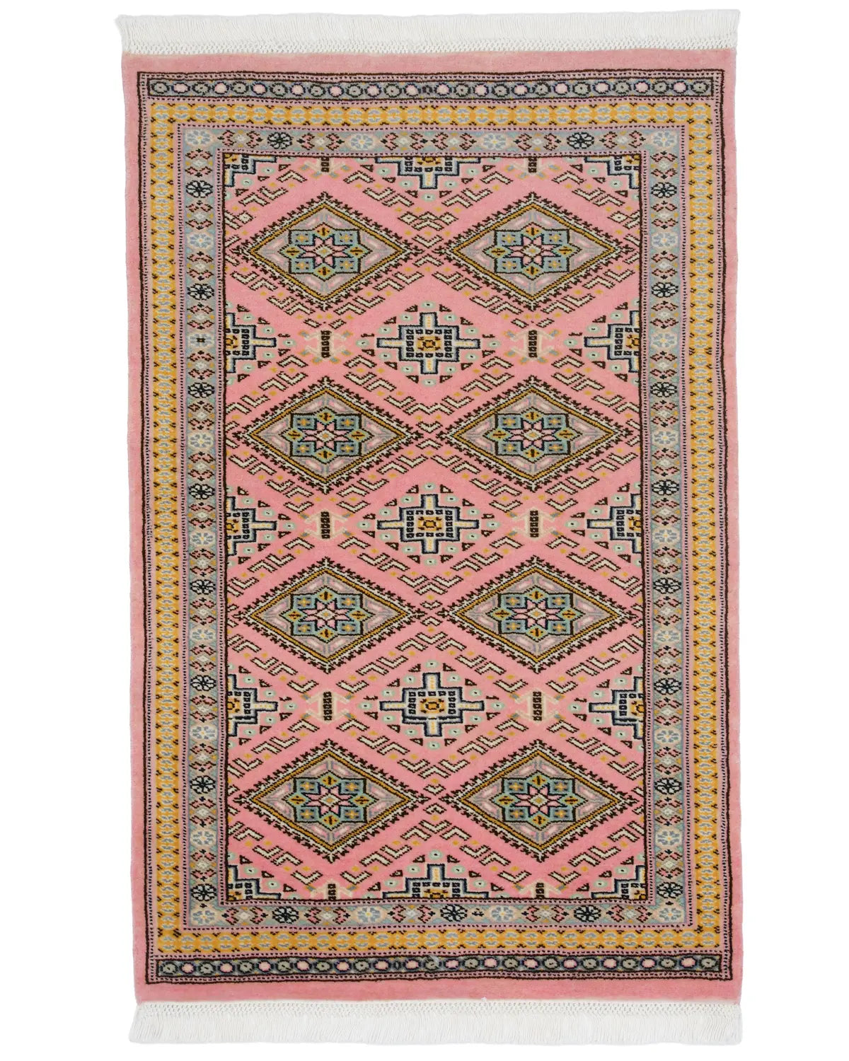 パキスタン絨毯 ファイン 約61×95cm ピンク 玄関マット｜SATHI RUGS