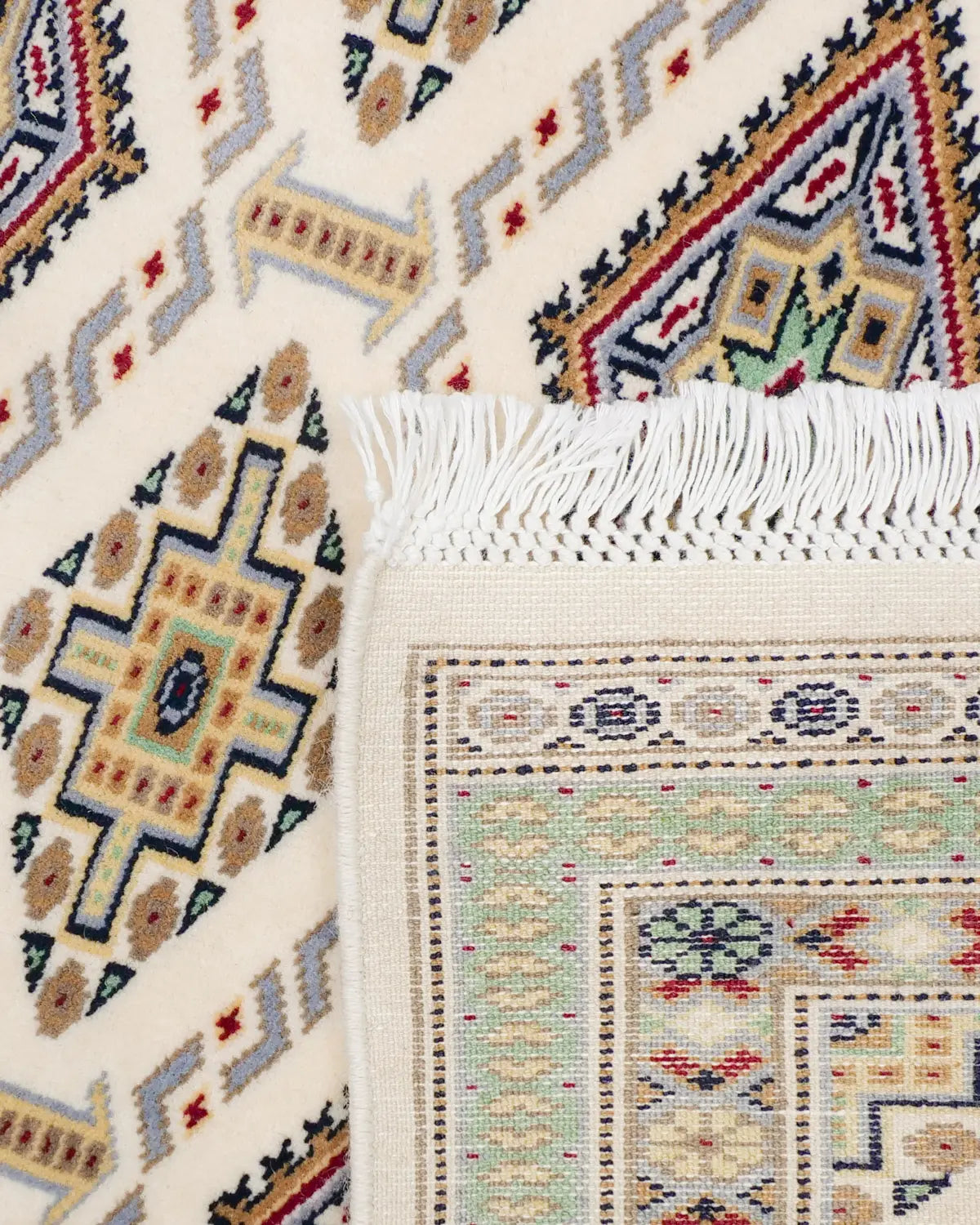 パキスタン絨毯 ファイン 63×88cm 白 玄関マット 手織り｜SATHI RUGS