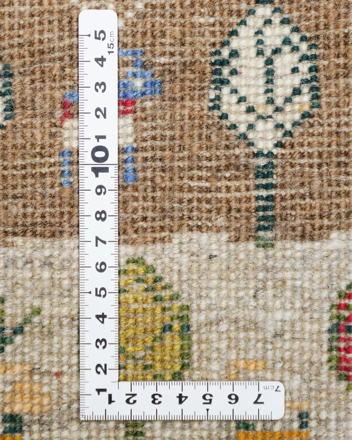 手織りギャッベ 円形 ウール 絵本のような風景模様