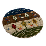 ペルシャ絨毯 ギャッベ ウール手織り 丸型