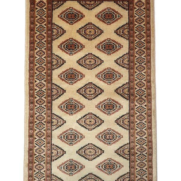 パキスタン絨毯(67cm x 123cm)ベージュ 手織り ウール【ラグ専門店】