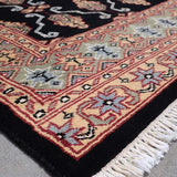 手織りのパキスタン絨毯廊下敷き黒色手織りのパキスタン絨毯廊下敷き黒色