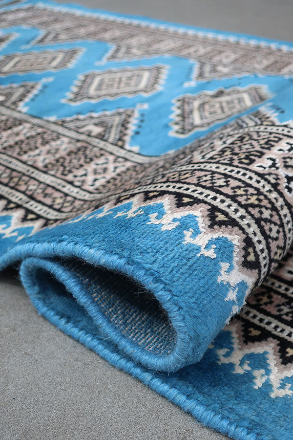 ブルーの廊下敷きパキスタン絨毯