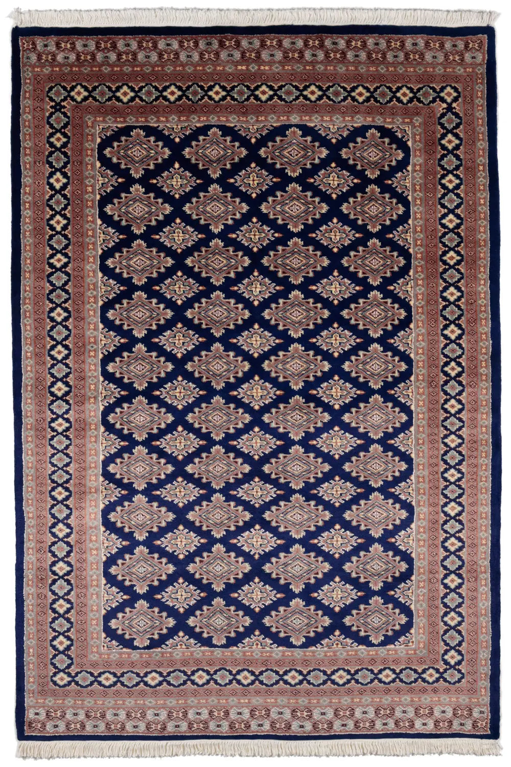 パキスタン絨毯 シルクタッチ 139×200cm 青 リビング 手織り｜SATHI RUGS
