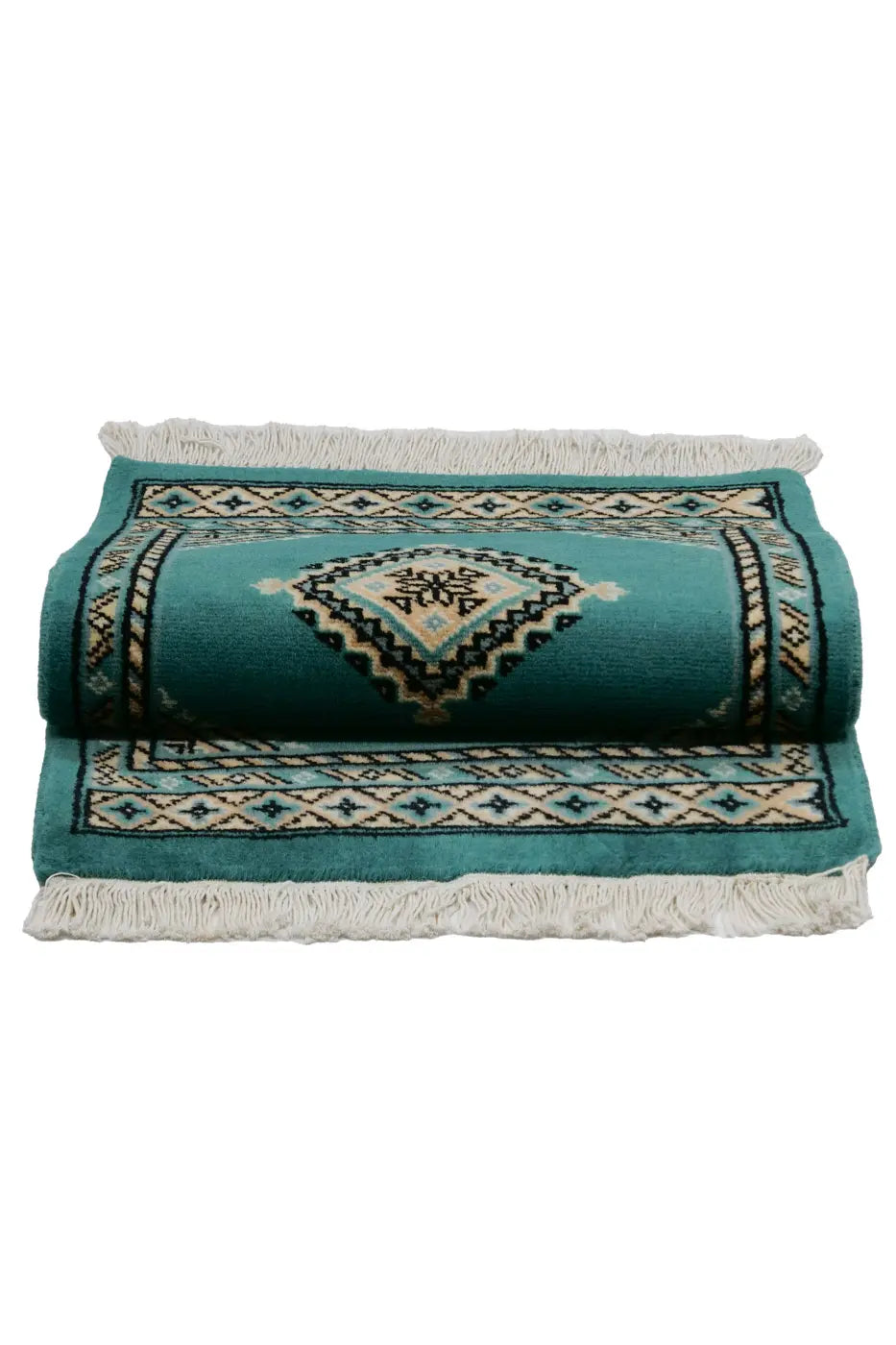 パキスタン絨毯 47×74cm 緑 玄関マット 手織り｜SATHI RUGS