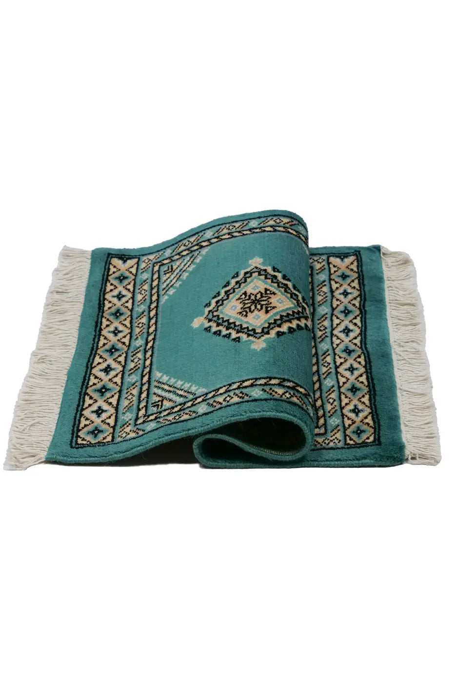 パキスタン絨毯 47×74cm 緑 玄関マット 手織り｜SATHI RUGS
