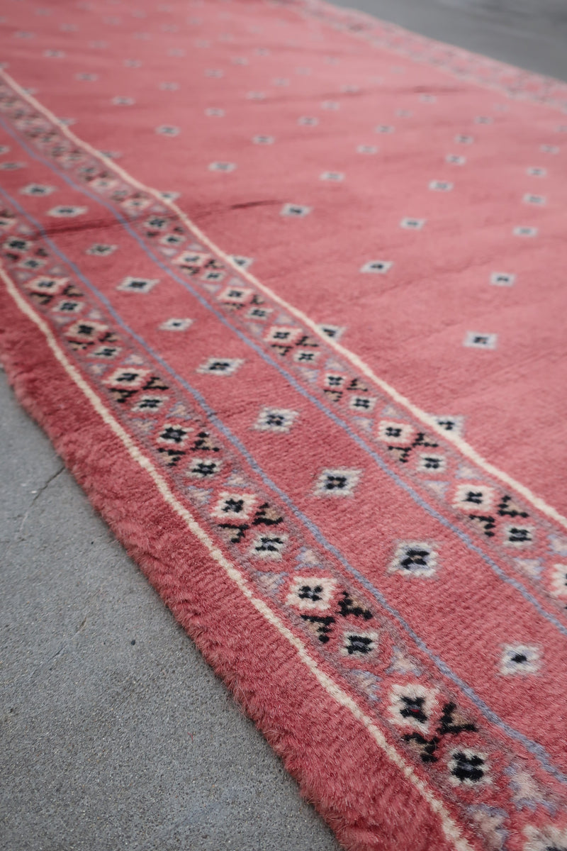 パキスタン製手織り絨毯(76x198cm)ピンク ウール【ラグ専門店】