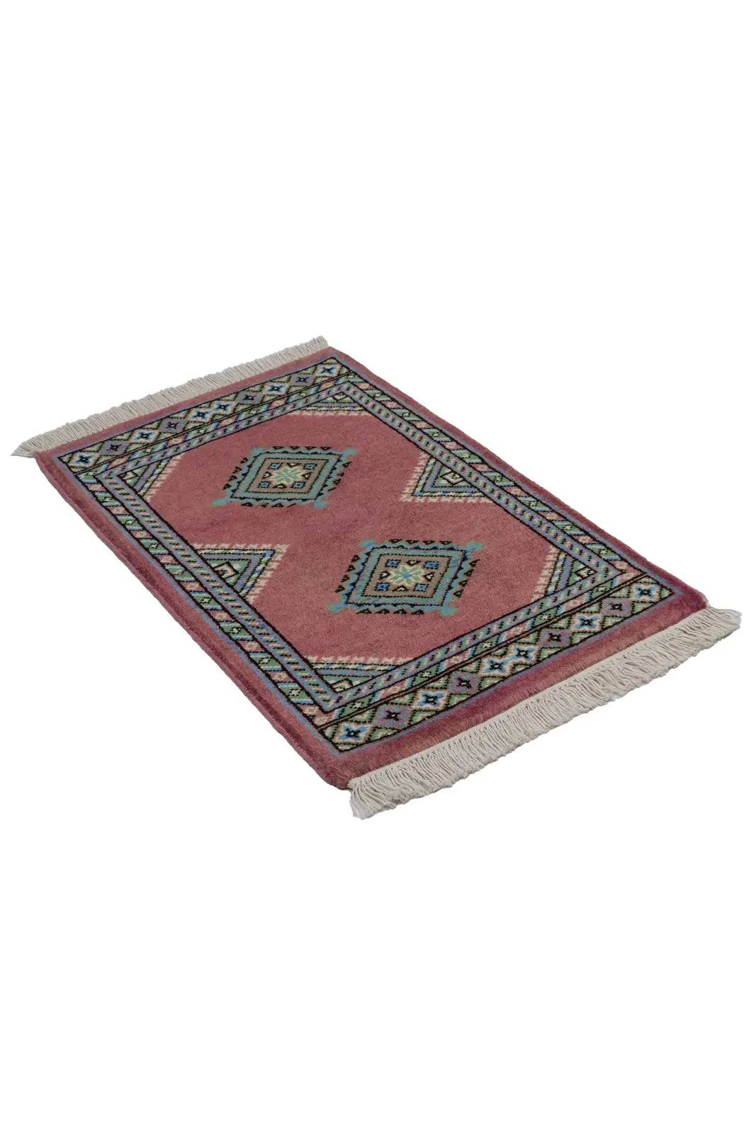 パキスタン絨毯 47×75cm ピンク 玄関マット 手織り｜SATHI RUGS