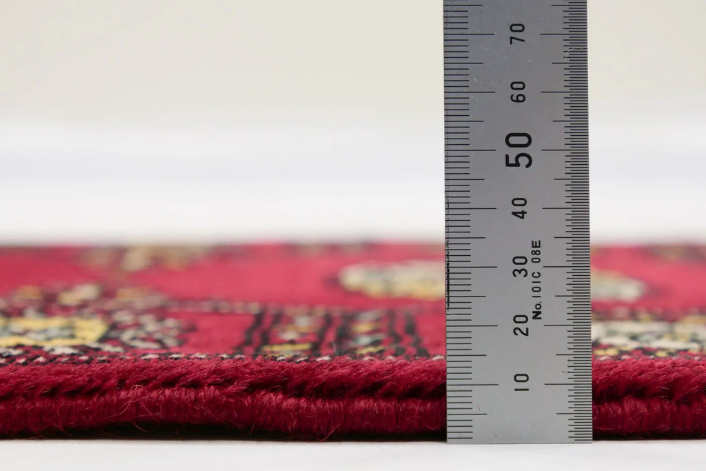 パキスタン絨毯(47x73cm)鮮やかな赤とボハラ柄・玄関マット【ラグ専門店】