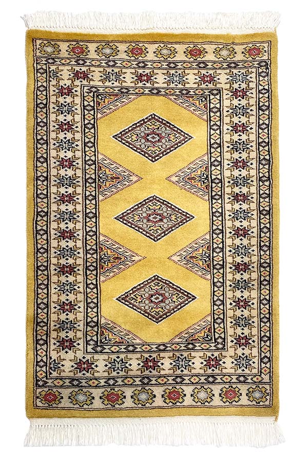 黄金色の幾何学模様パキスタン絨毯