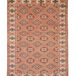 ラホール産ウール手織り絨毯 花のような幾何学模様 リビング用