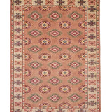 ラホール産ウール手織り絨毯 花のような幾何学模様 リビング用