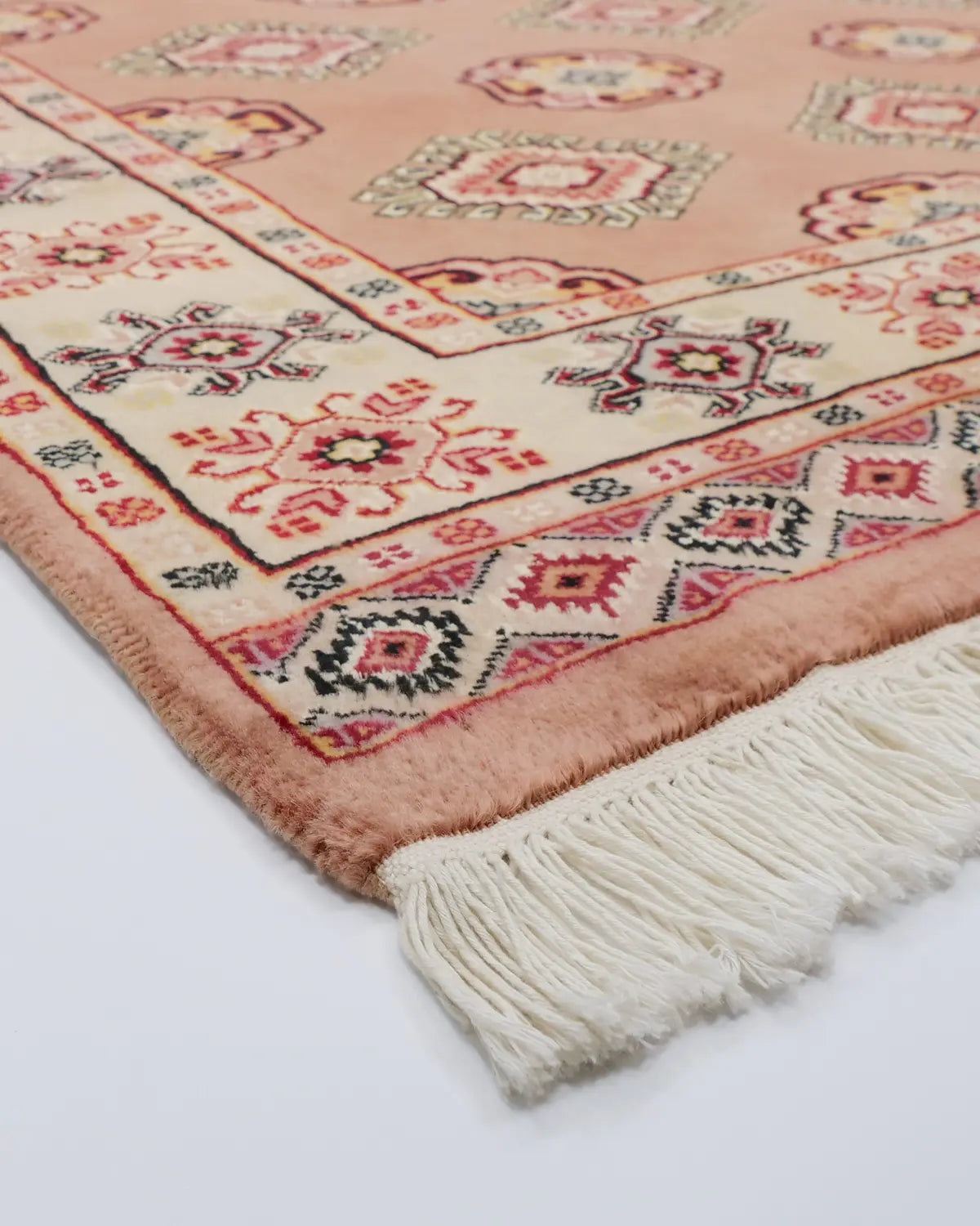 パキスタン手織り絨毯 幾何学フラワー柄