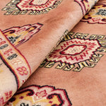 パキスタンラグ 花のような幾何学模様 ウール