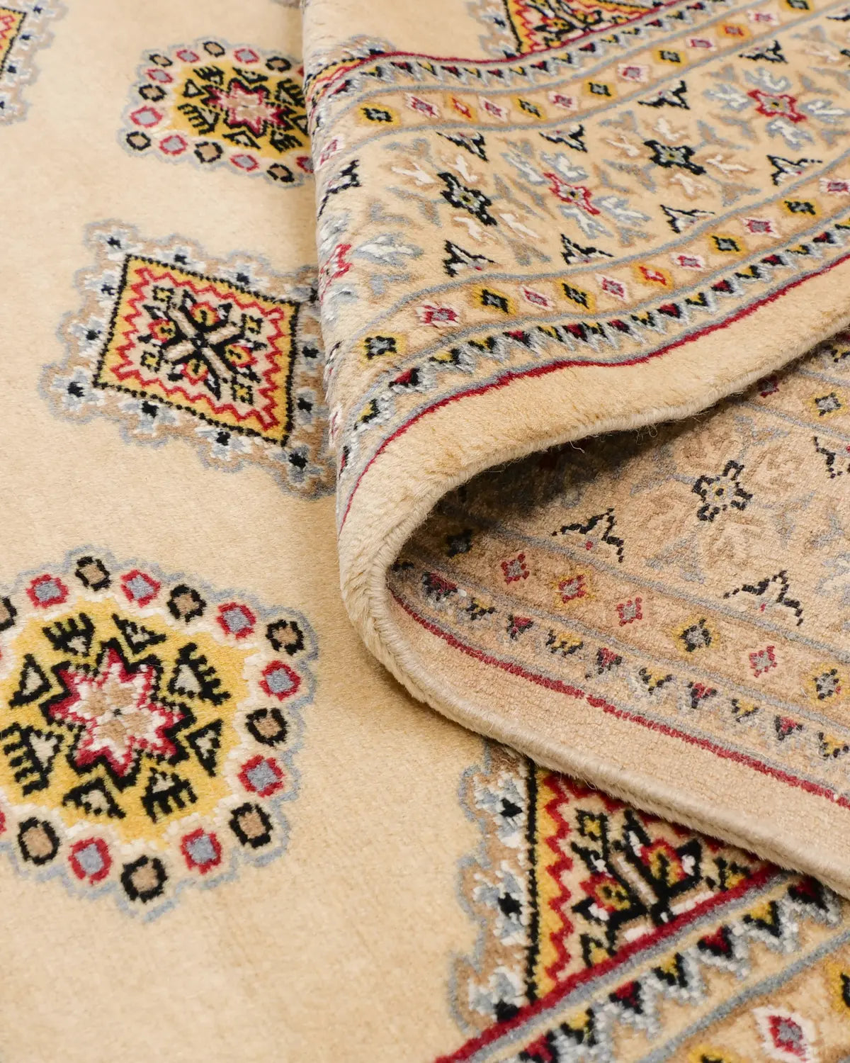 ウール手織りラグ パキスタン ラホール 幾何学模様