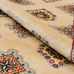 パキスタン絨毯 ベージュ ウール 幾何学柄 インテリアラグ