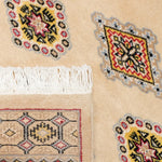 手織りウール絨毯 パキスタン産 ベージュ 幾何学文様