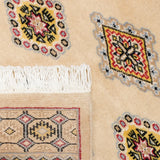 手織りウール絨毯 パキスタン産 ベージュ 幾何学文様