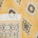 パキスタン絨毯 ウール素材 幾何学柄 イエローラグ