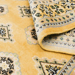 手織りパキスタン絨毯 黄色 ウール シンプルデザイン