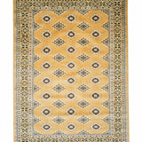 パキスタン絨毯 ラホール産 ウール 手織り 黄色 幾何学模様