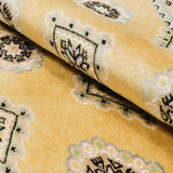 手織りウール絨毯 パキスタン産 黄色 幾何学文様