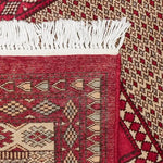 パキスタン絨毯 ミフラーブとシャンデリア柄 赤とベージュのウールラグ 62x93cm 手織り ラホール産