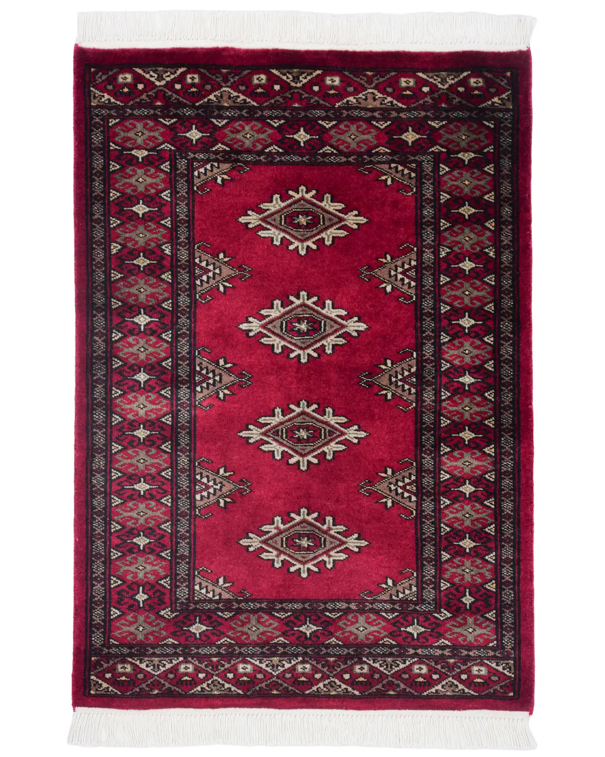 パキスタン絨毯 ファイン 約88×62cm 赤 玄関マット｜SATHI RUGS
