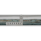 青のパキスタン絨毯 ウール 手織り 玄関マット 厚み