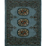 パキスタン絨毯 青 ブルー ボハラ柄 ウール 手織り 玄関マットサイズ