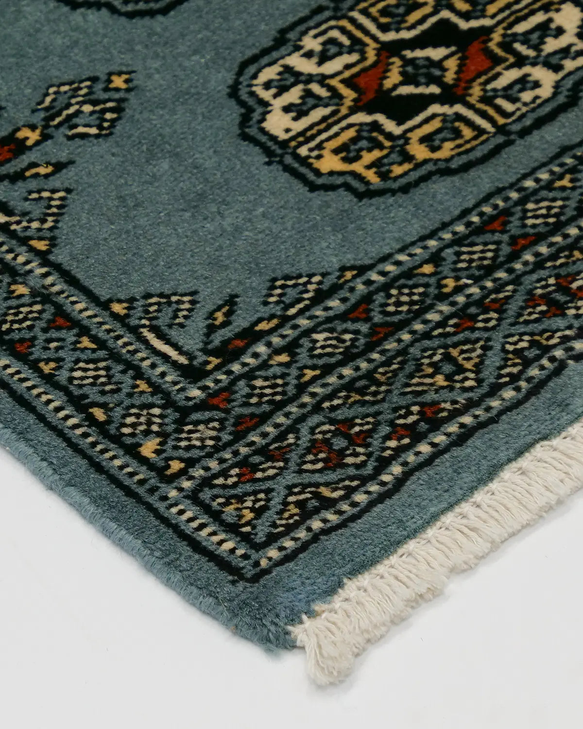 パキスタンラグ ラホール産 青色 ボハラ柄 象の足跡文様 玄関マット