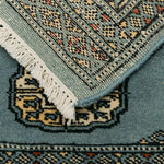 ラホール産 パキスタンラグ 青 ボハラ柄 ウール 手織り 玄関サイズ