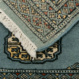 ラホール産 パキスタンラグ 青 ボハラ柄 ウール 手織り 玄関サイズ