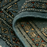 青いパキスタン絨毯 ボハラ文様 コンパクトサイズ 玄関マット