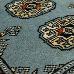 パキスタン絨毯 玄関マットサイズ 青 ブルー ボハラ柄 ウール