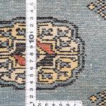 パキスタンラグ 青色 ボハラ柄 手織り ウール 玄関用ラグ