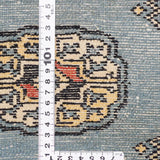 パキスタンラグ 青色 ボハラ柄 手織り ウール 玄関用ラグ